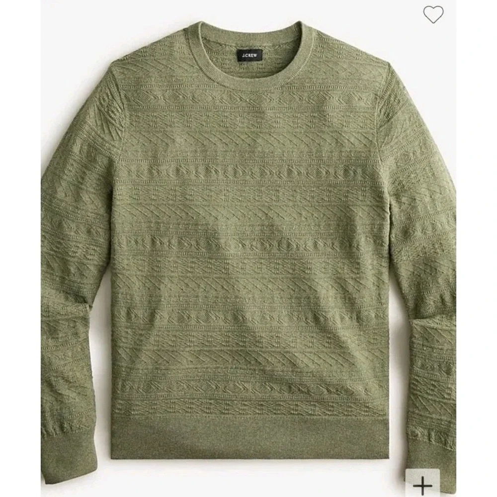 J. Crew Men's Medium 100% Cotton sweater in combination guernsey stitch Sage